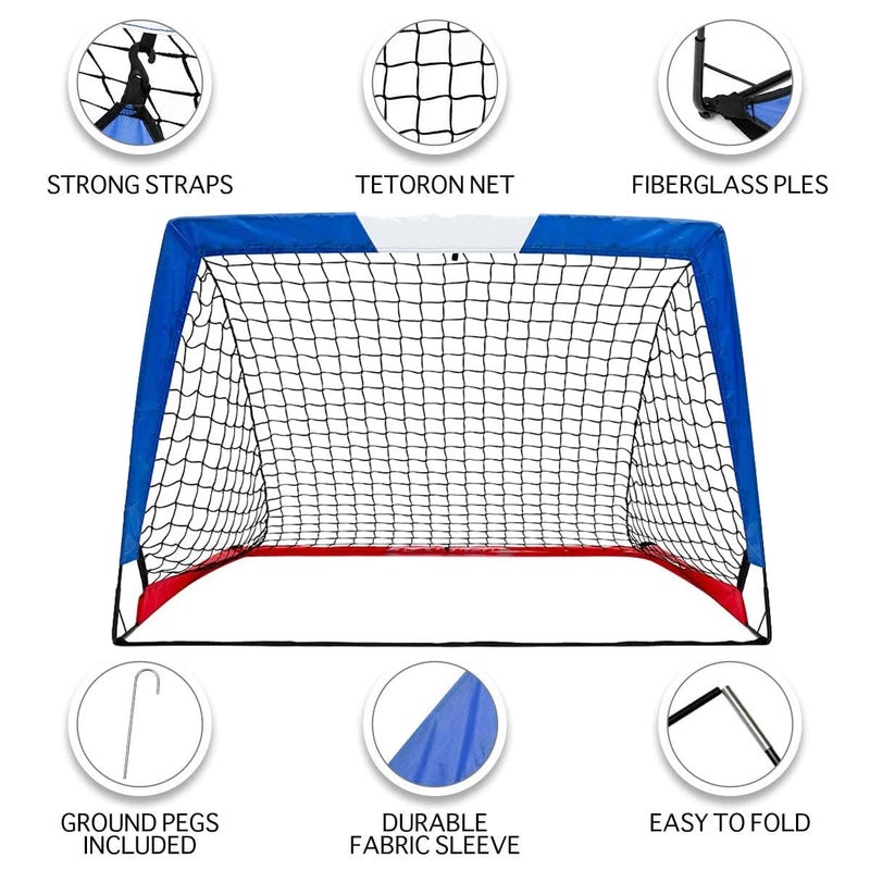 L RUNNZER Kids Soccer Goal, Pop Up Soccer Goal Net for Backyard, Set of 2 with Portable Carrying Case - Image 3